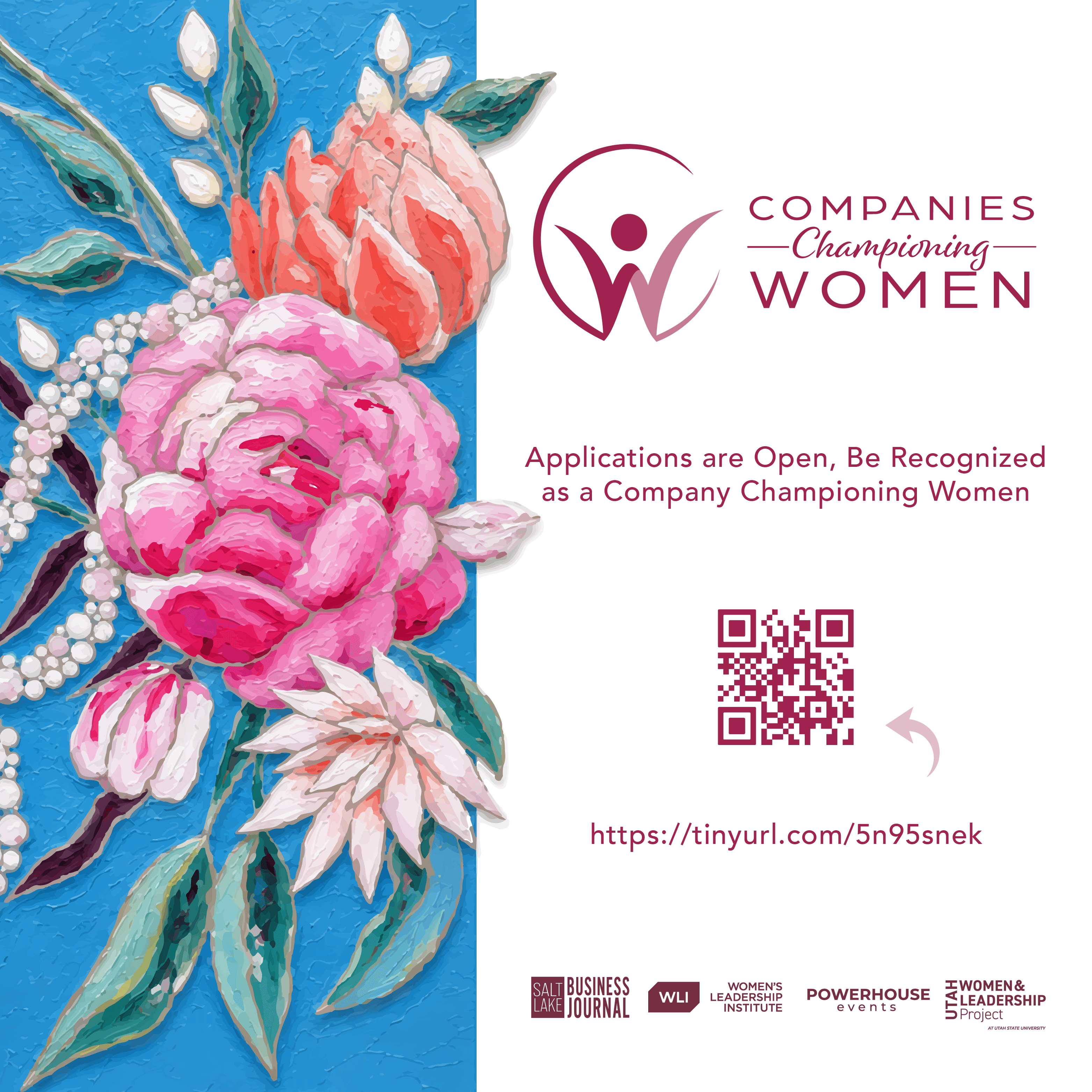 Applications are open — be recognized as a Company Championing Women. Scan the QR code or visit tinyurl.com/5n95snek to apply.